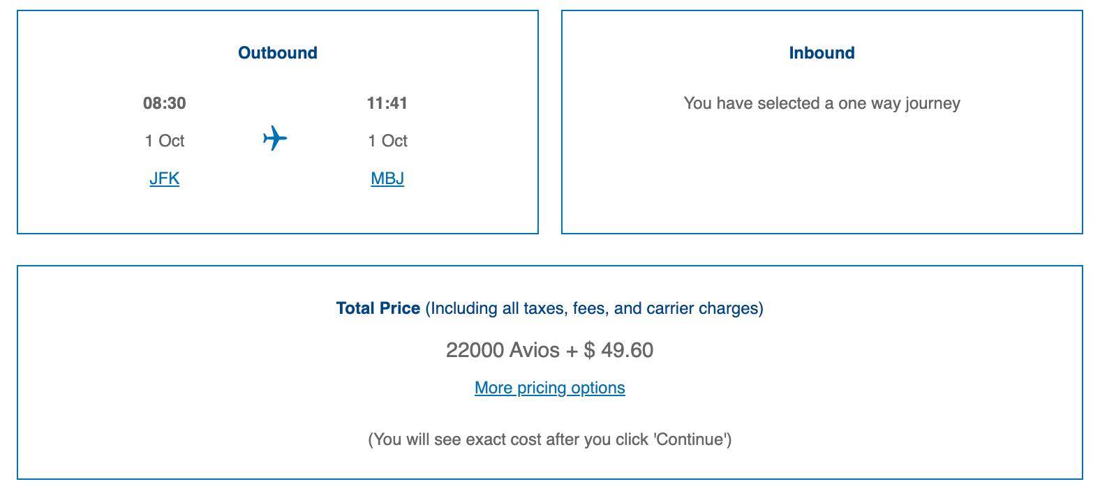 BA award booking