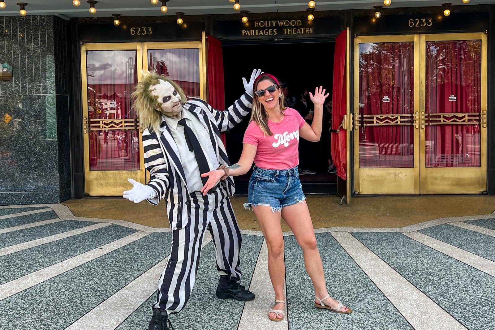 Tarah posing with Beetlejuice