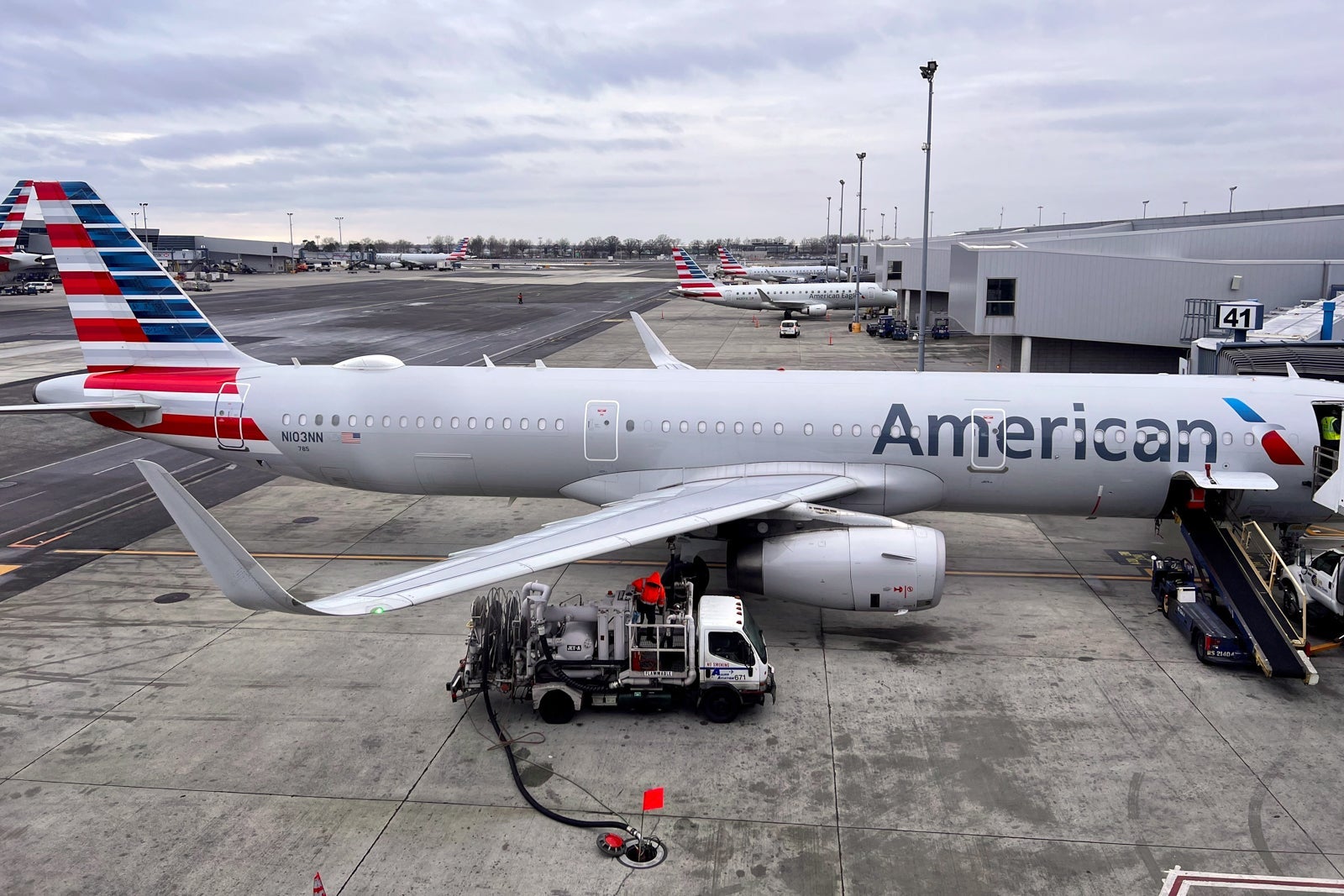 American Airlines jet at the gate