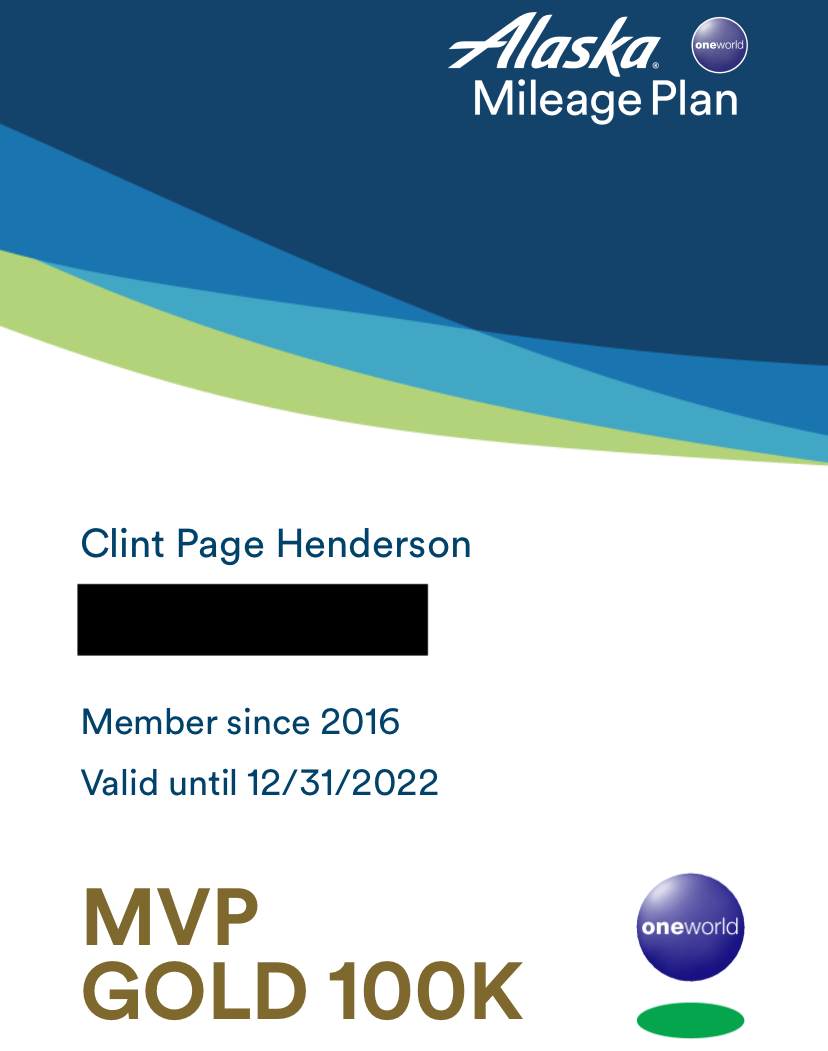 MVP Gold 100K status card