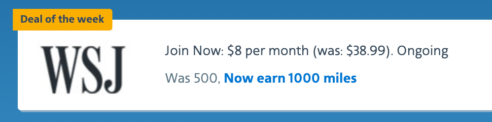 New and downgraded WSJ offer. (Screenshot courtesy AAdavantage eShopping portal)