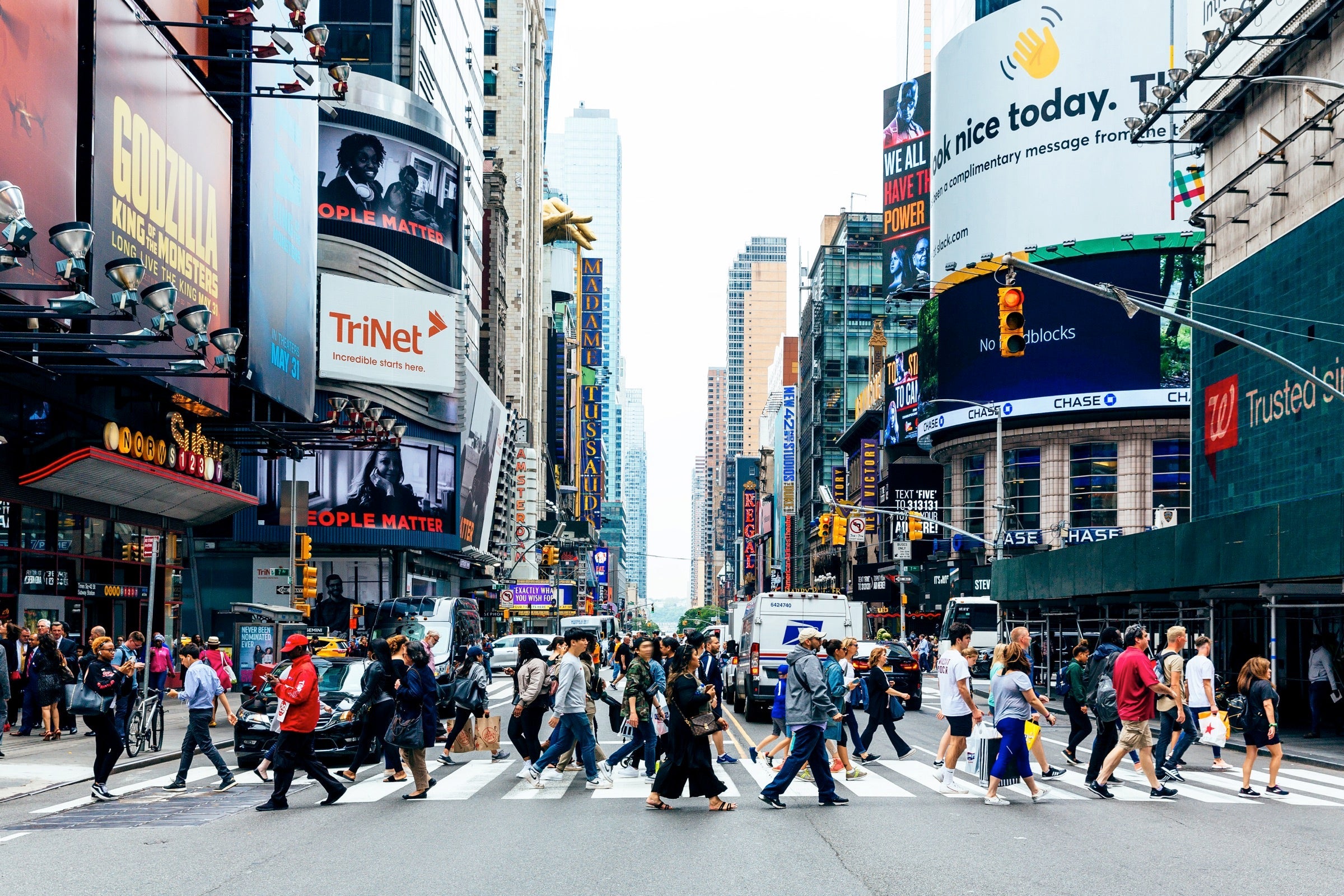 People walking in New York's Times Square
