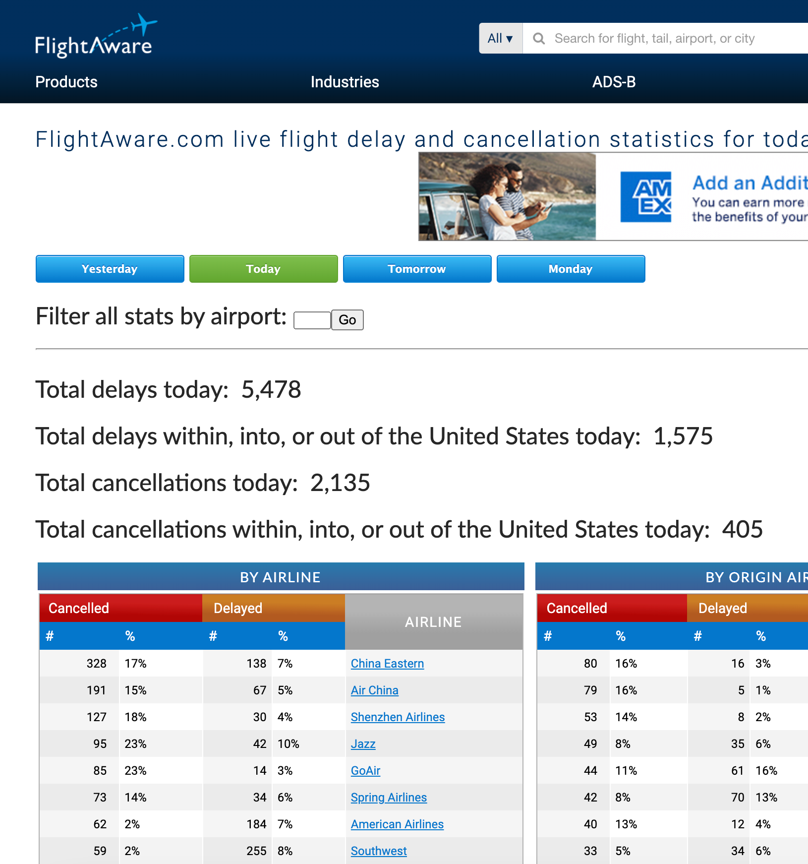 Flight cancellations Jan. 15, 2022. (Screenshot courtesy Flight Aware)