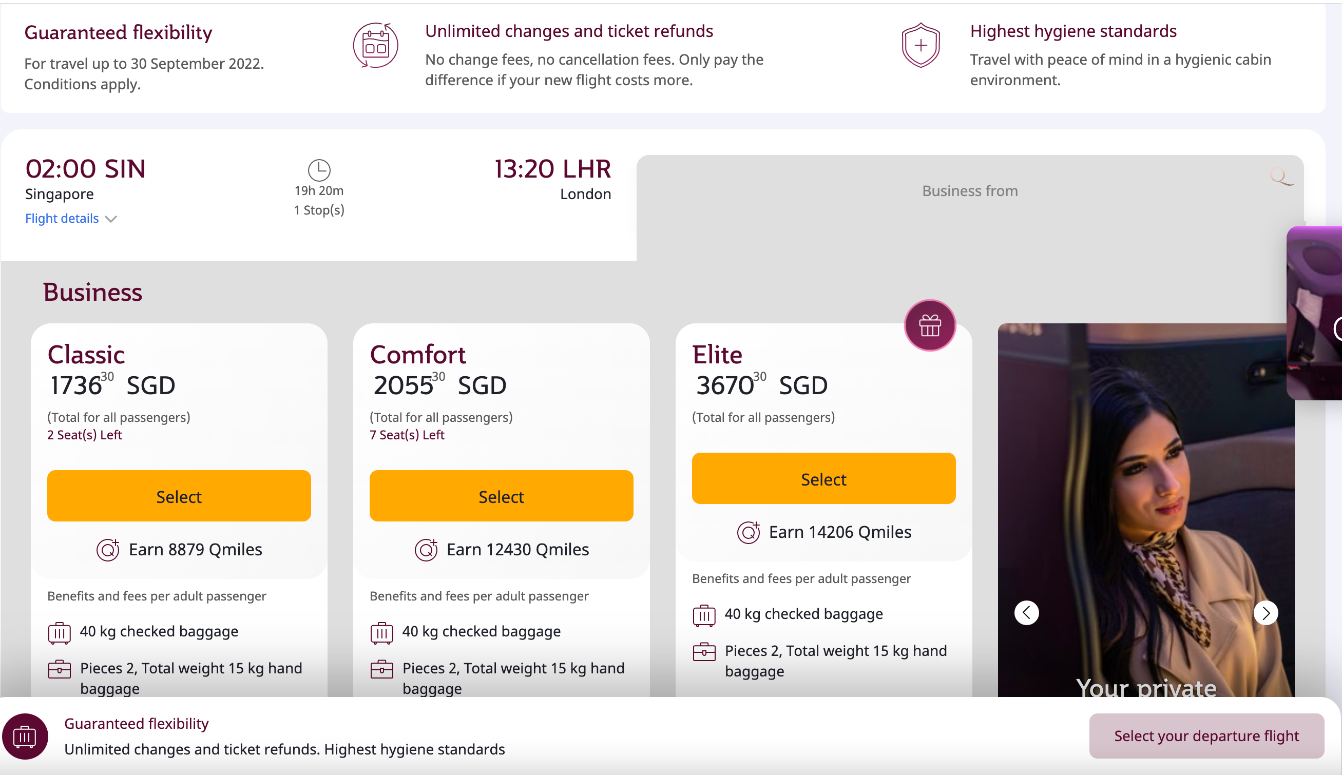 Qatar Airways flight pirces