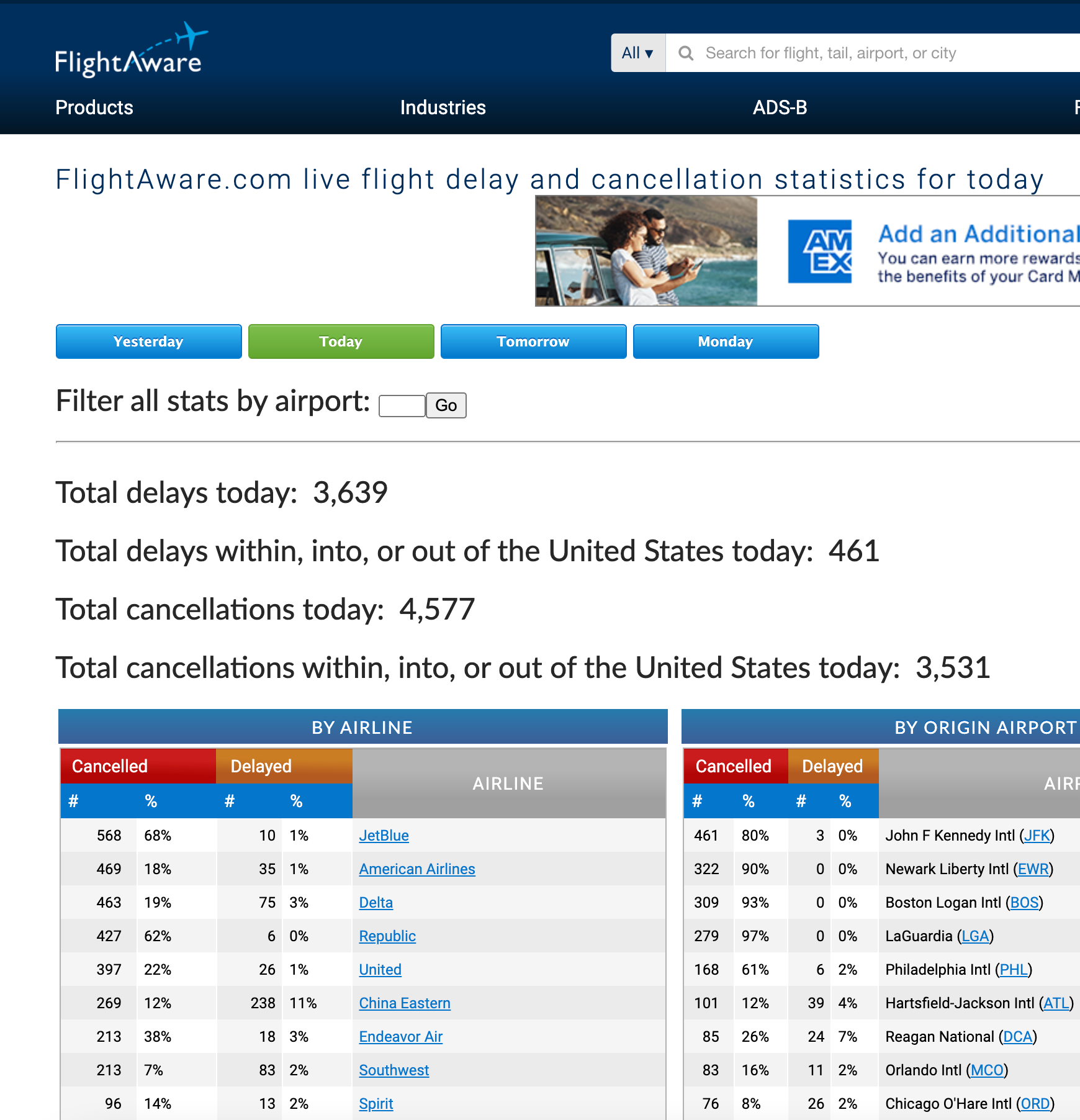 Cancellations on Saturday Jan. 29, 2022. (Screenshot courtesy Flight Aware)