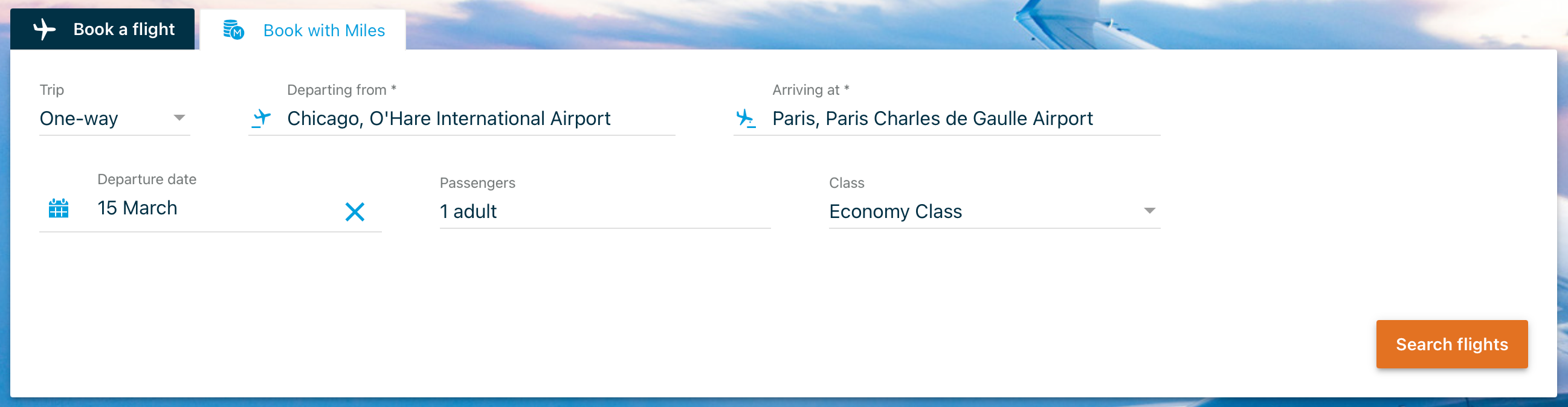 Searching for an award ticket on the KLM website