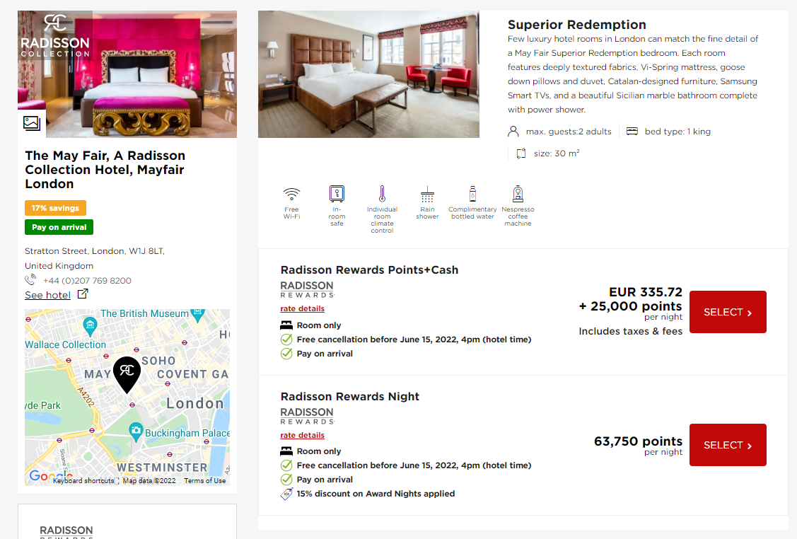 Radisson award booking