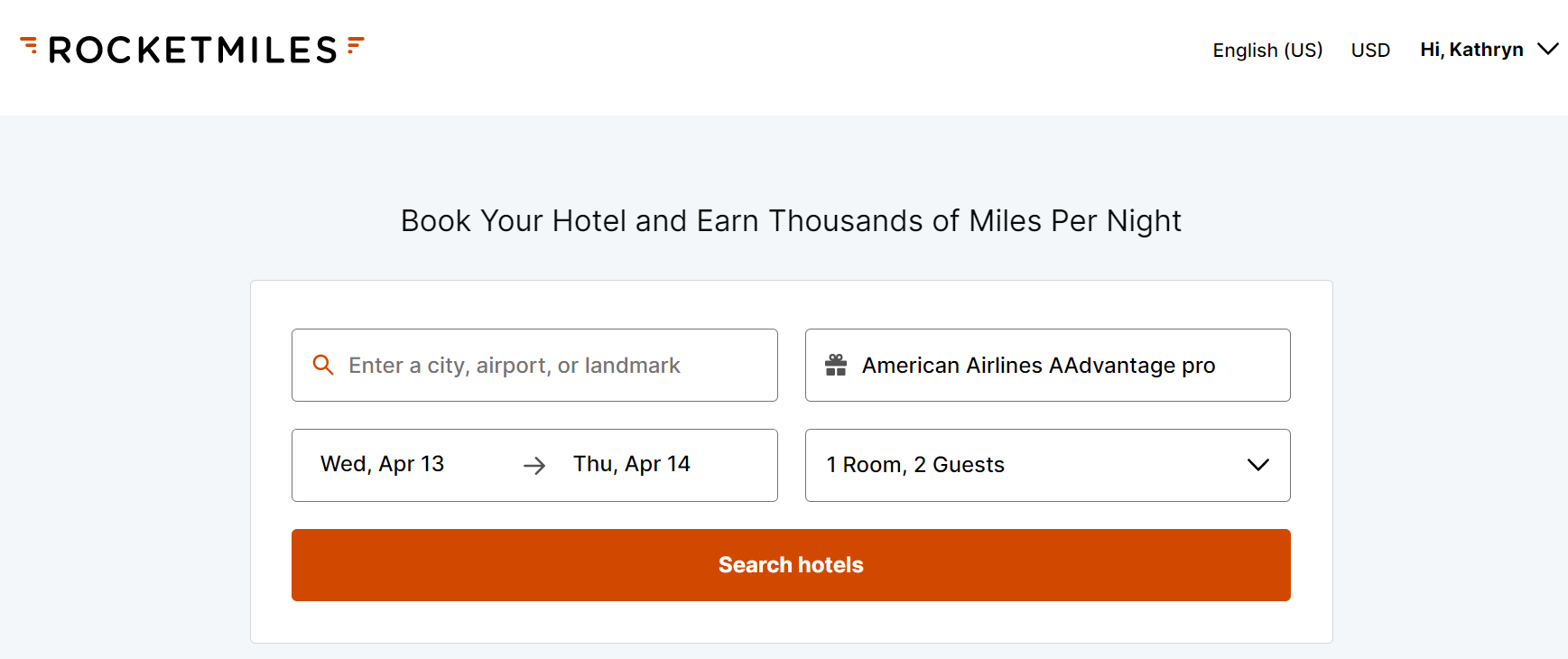 Earning American miles through Rocketmiles