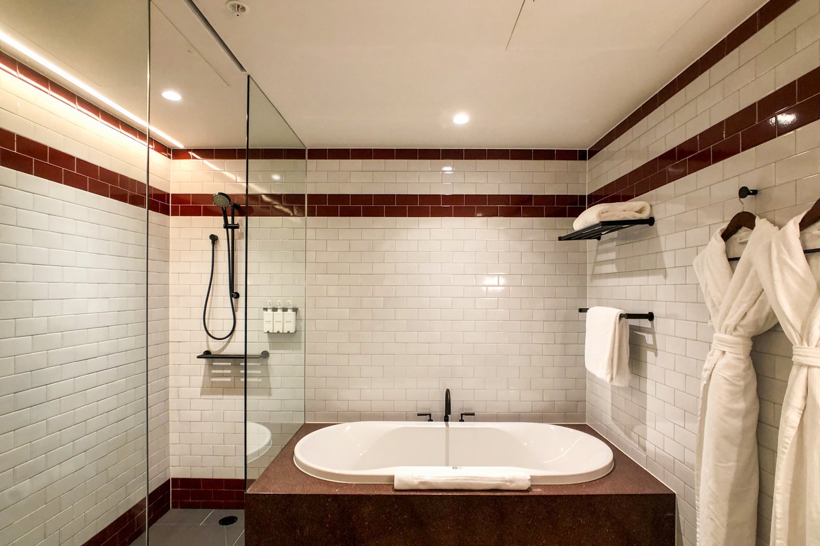 Hotel room bathroom.