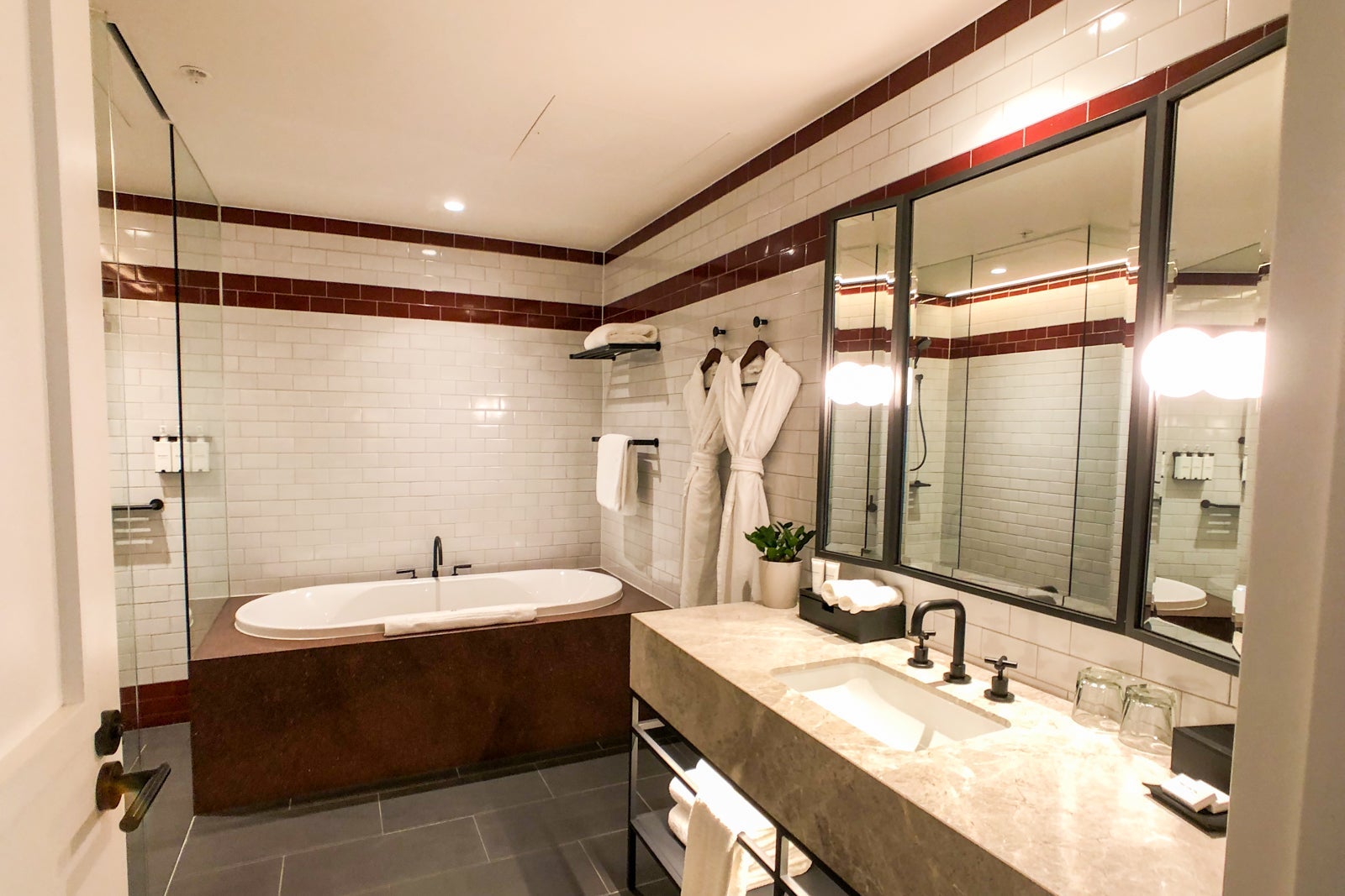 Hotel room bathroom.