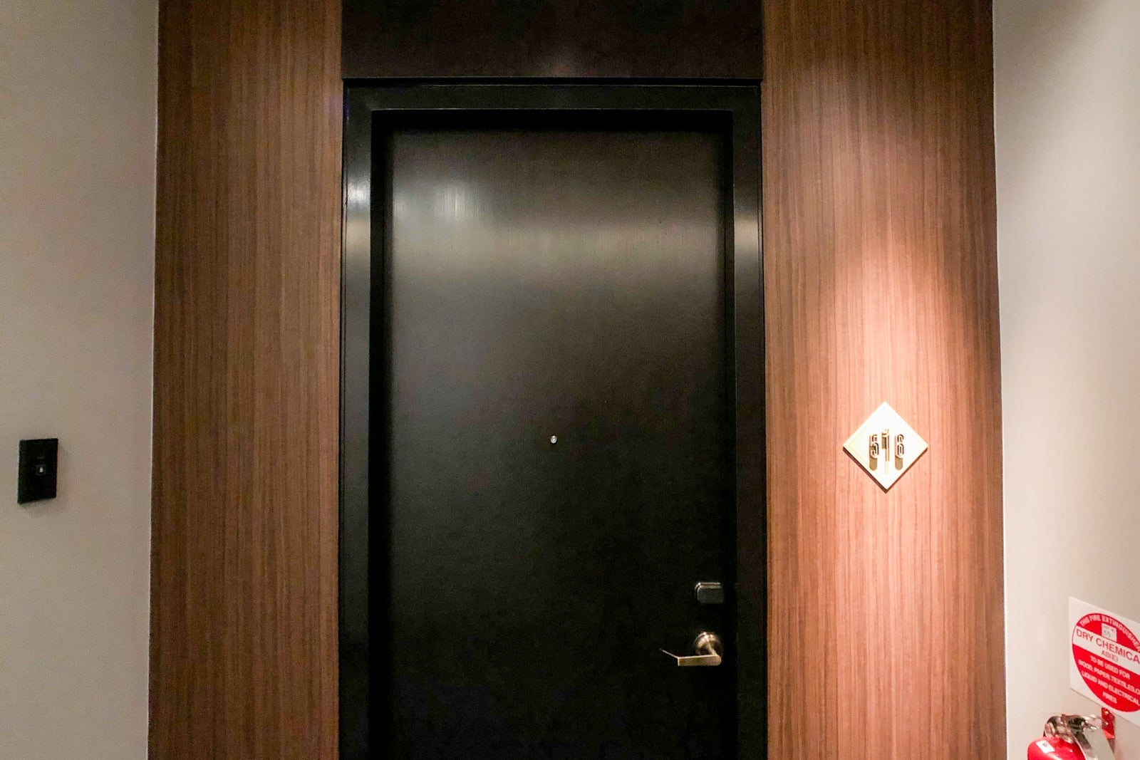 Hotel room door.