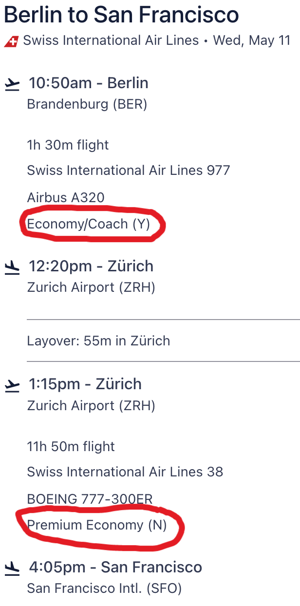Booking a flight from San Francisco (SFO) to Berlin (BER)