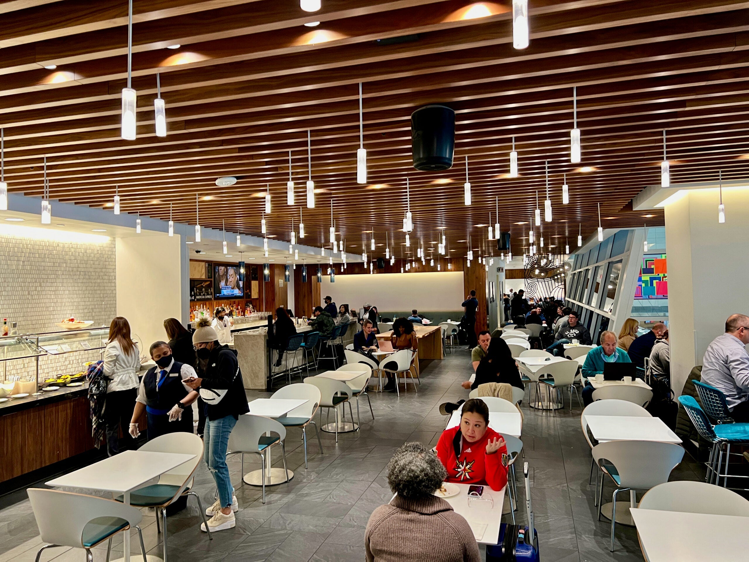Seating area in the DFW Amex lounge