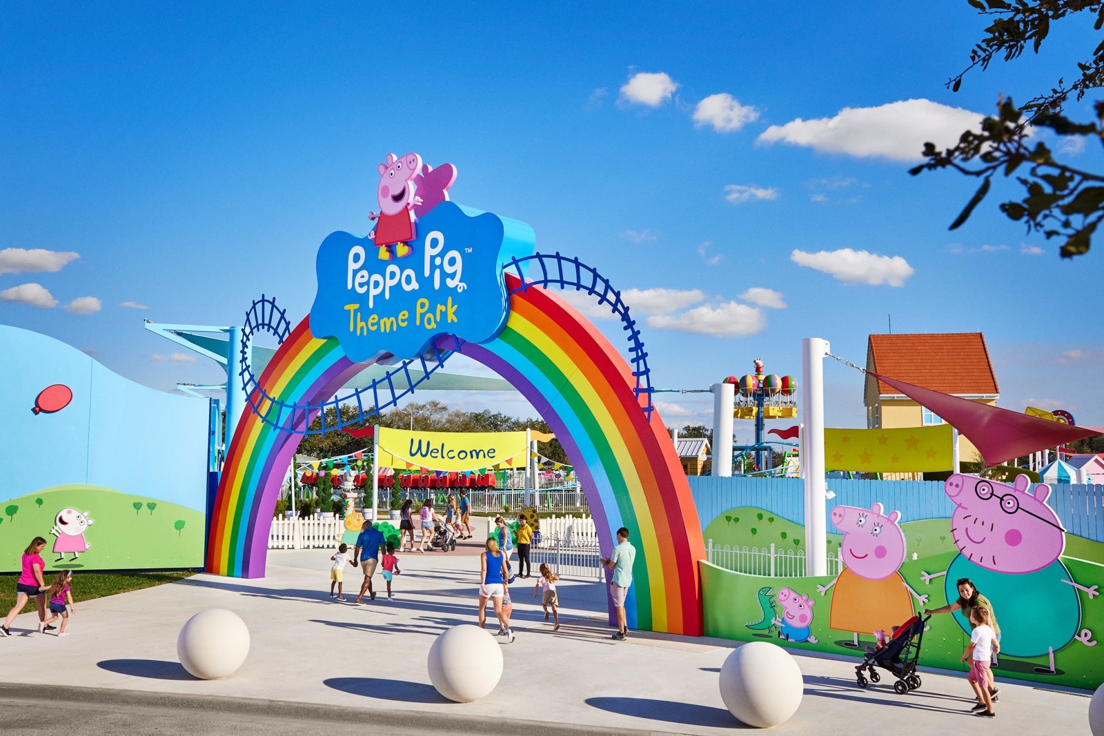 Rainbow-shaped entrance to Peppa Pig Theme Park