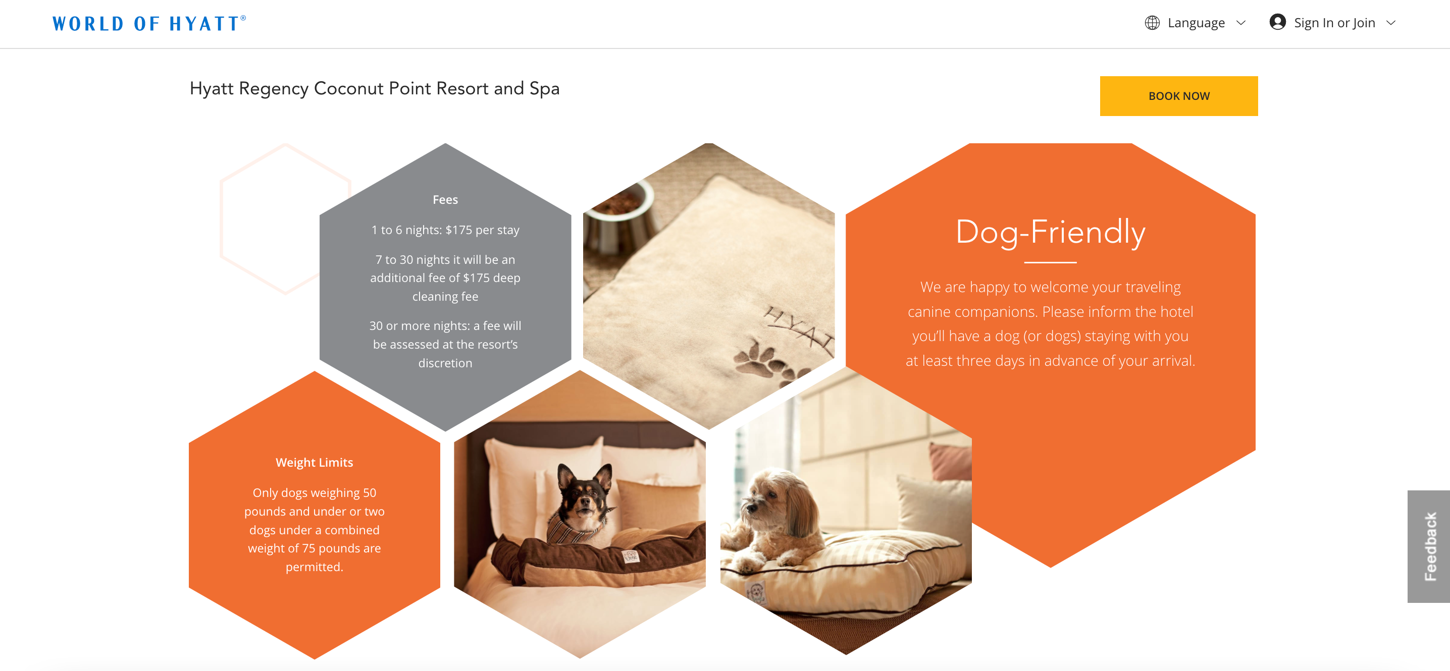 The pet policy of the Hyatt Regency Coconut Point in Florida