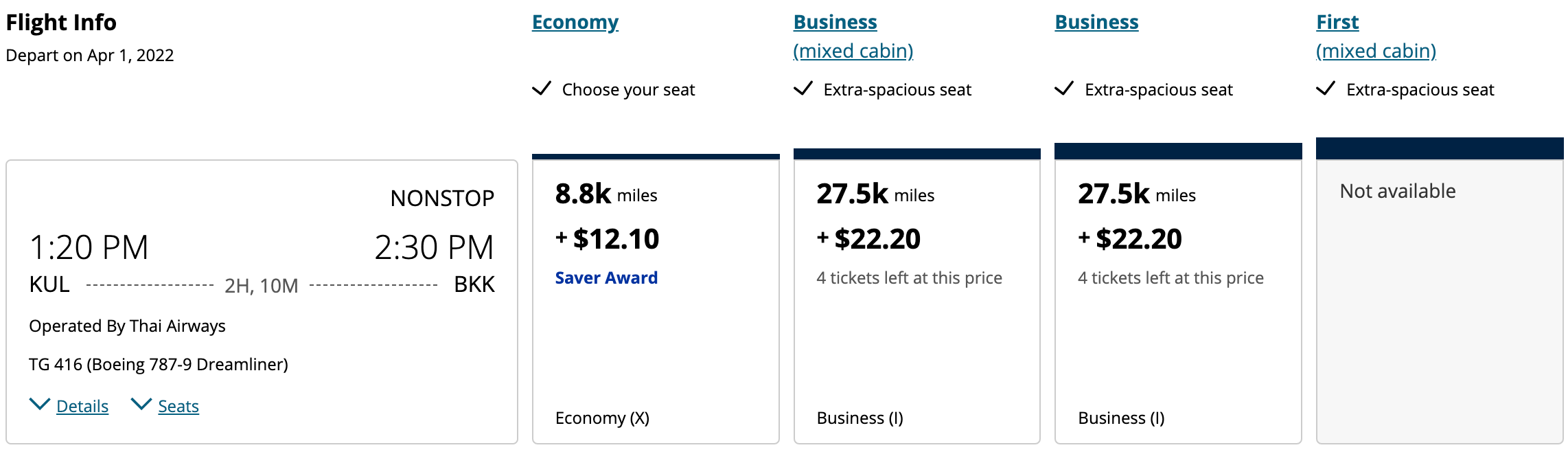 Booking a flight from KUL to BKK