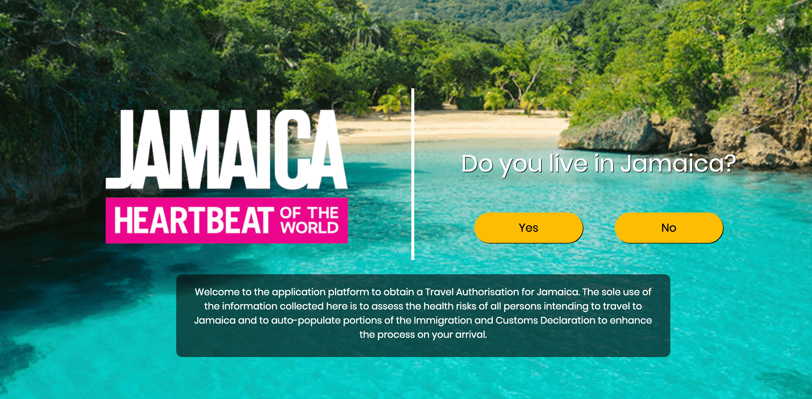 Visit Jamaica Travel Authorization. (Screenshot courtesy VisitJamaica.com)