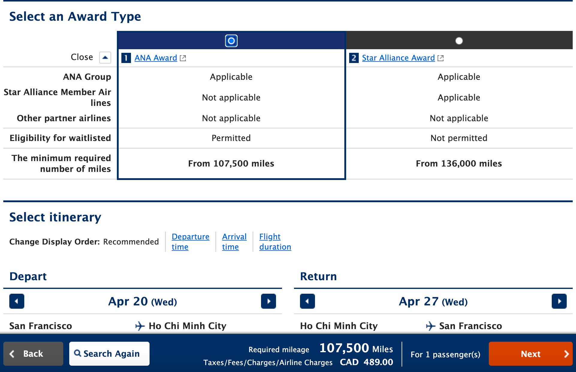 Booking a flight from SFO to SGN