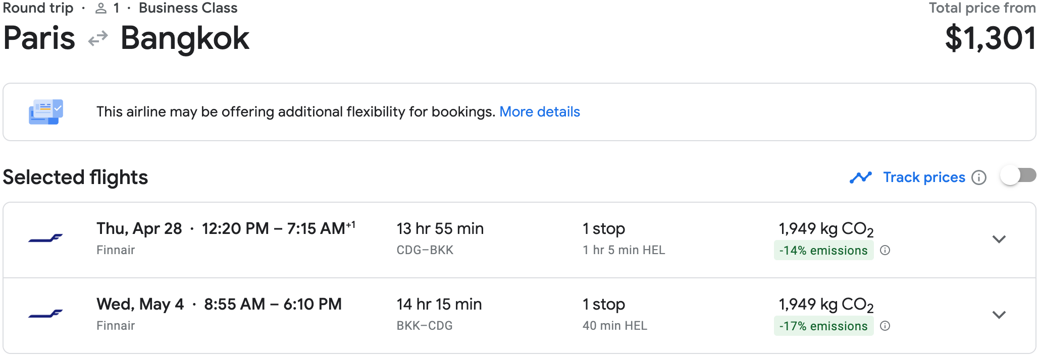 Booking a flight from Paris (CDG) to Bangkok (BKK)