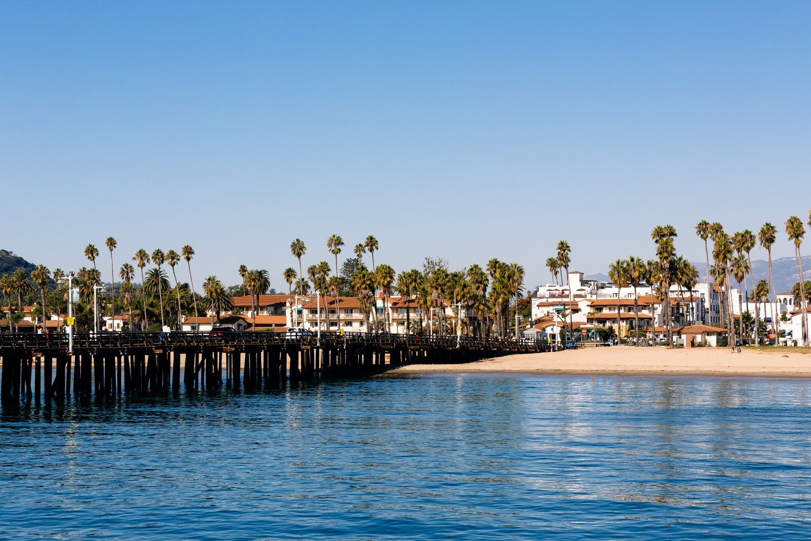 Stearns Wharf and beach in Santa Barbara, California