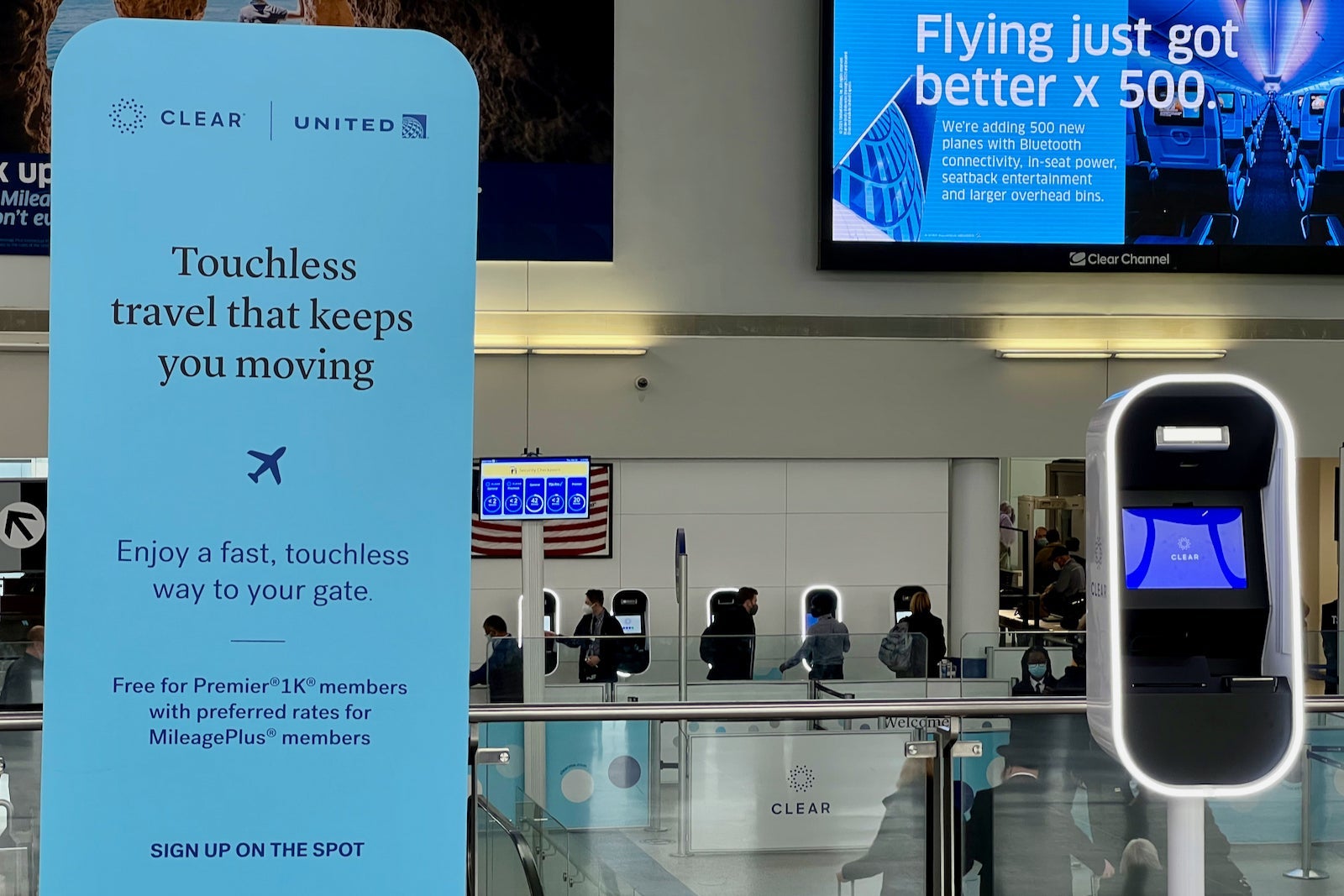 Clear airport kiosk