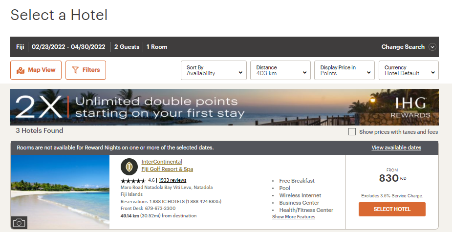 IHG multi-month award search