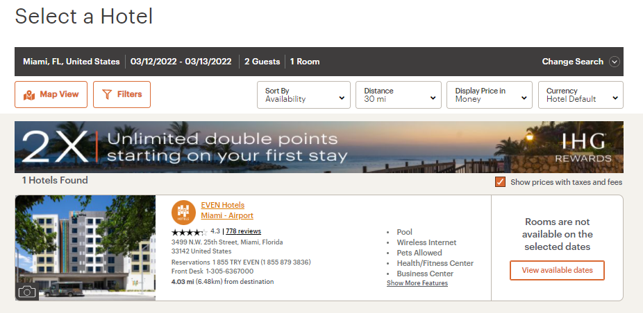 Searching for an IHG stay