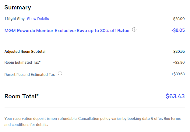 Booking MGM resort
