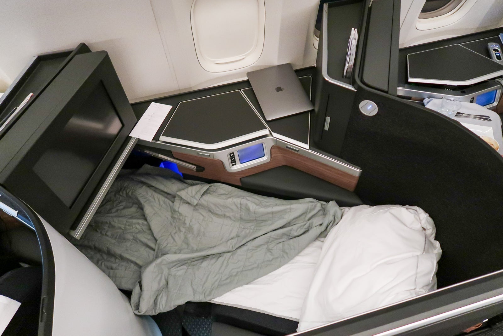 bed on American Airlines flight