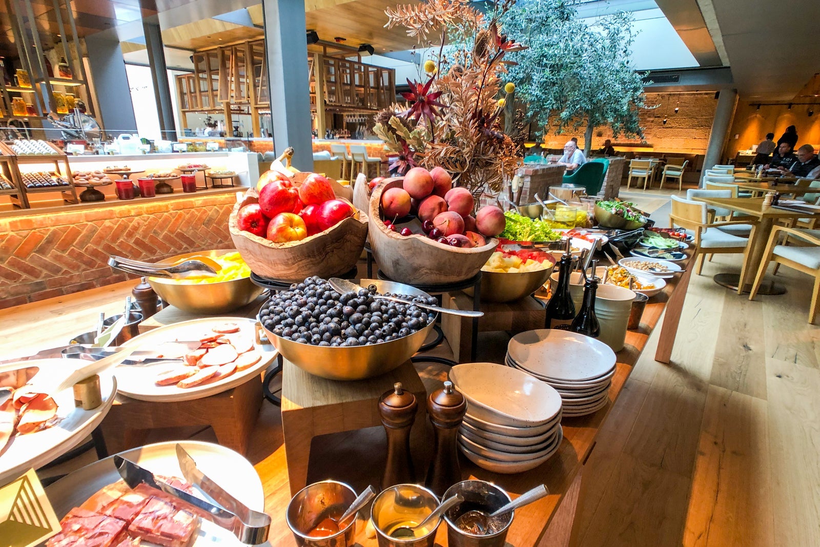 a large hotel breakfast buffet