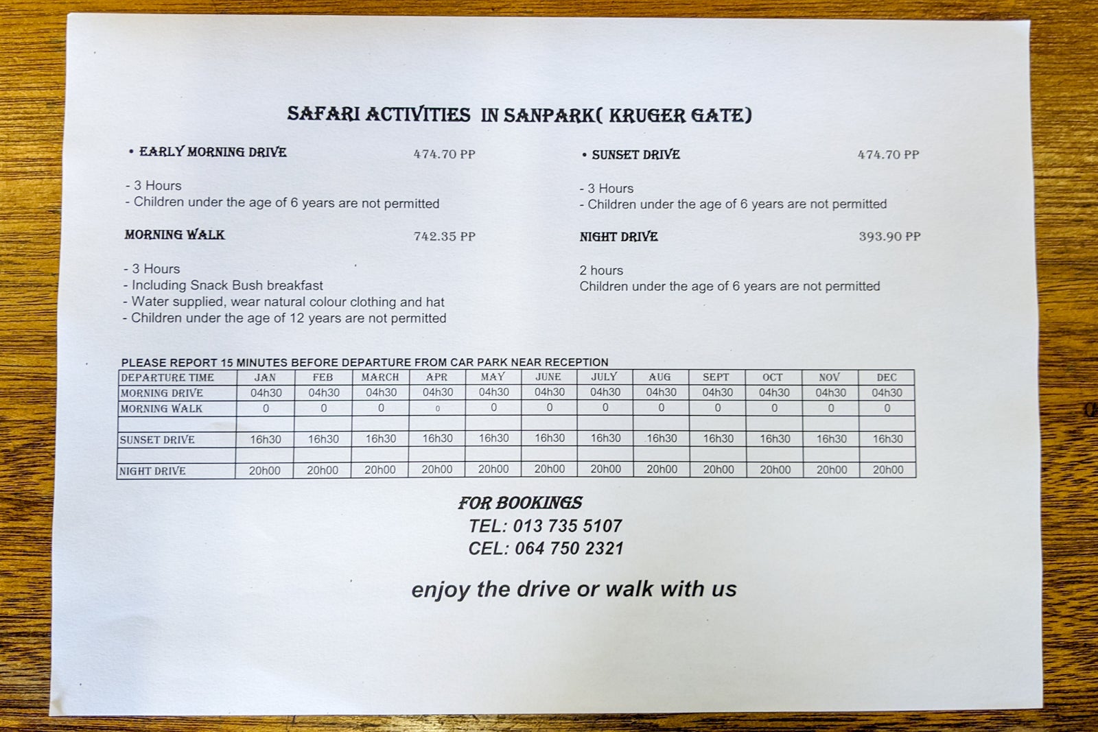 Kruger Gate National Park activites