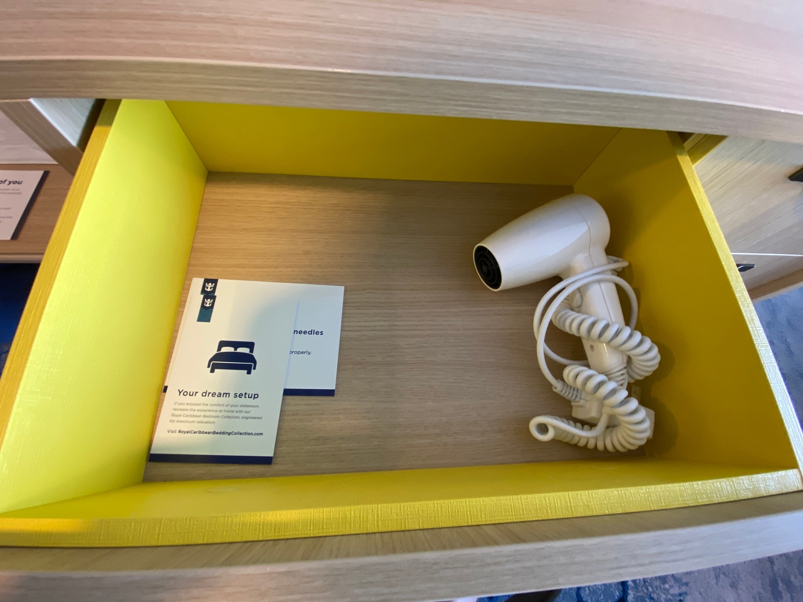 The hair dryer in a balcony cabin on Royal Caribbean's Wonder of the Seas.