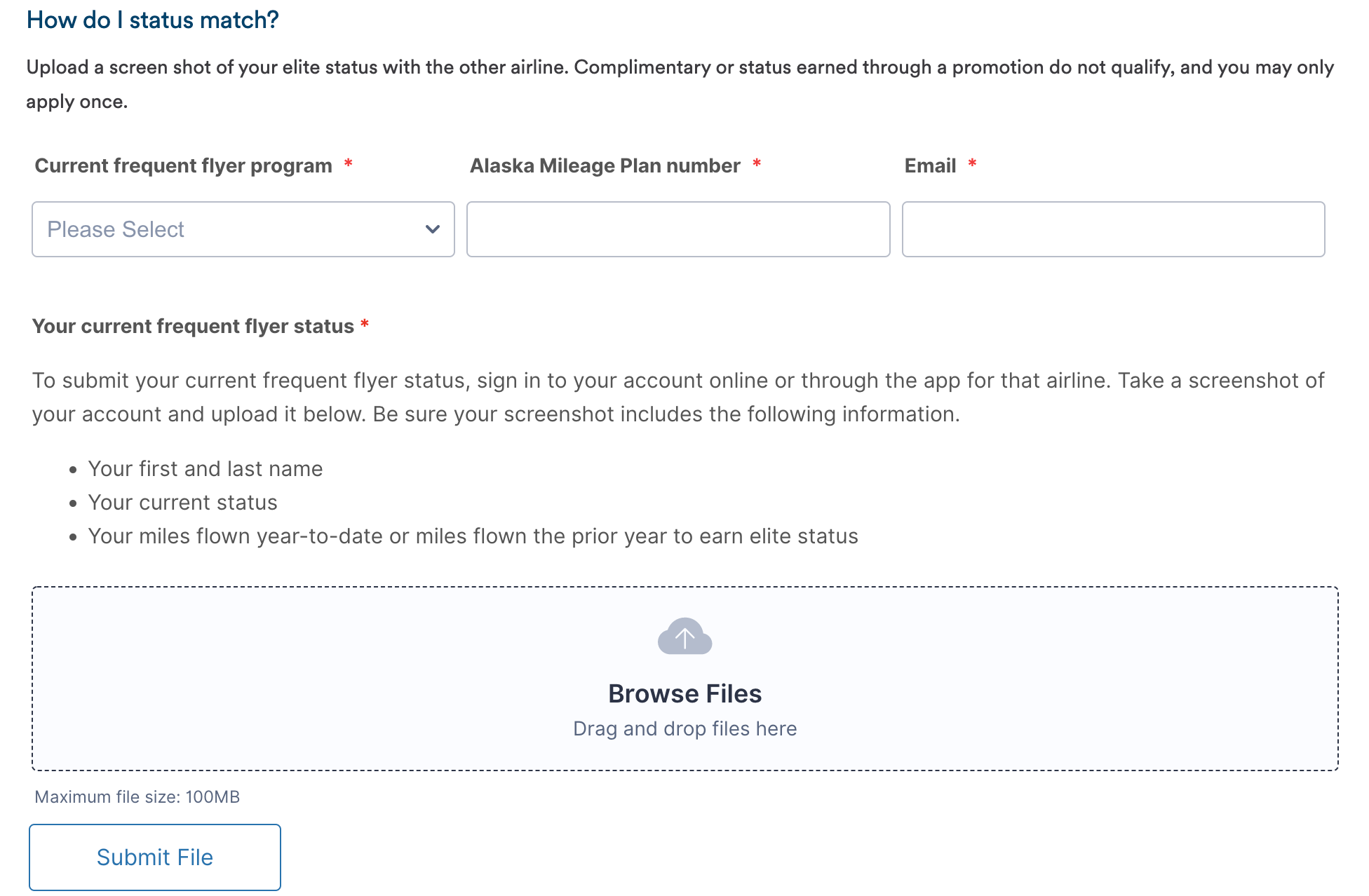 Alaska status match form