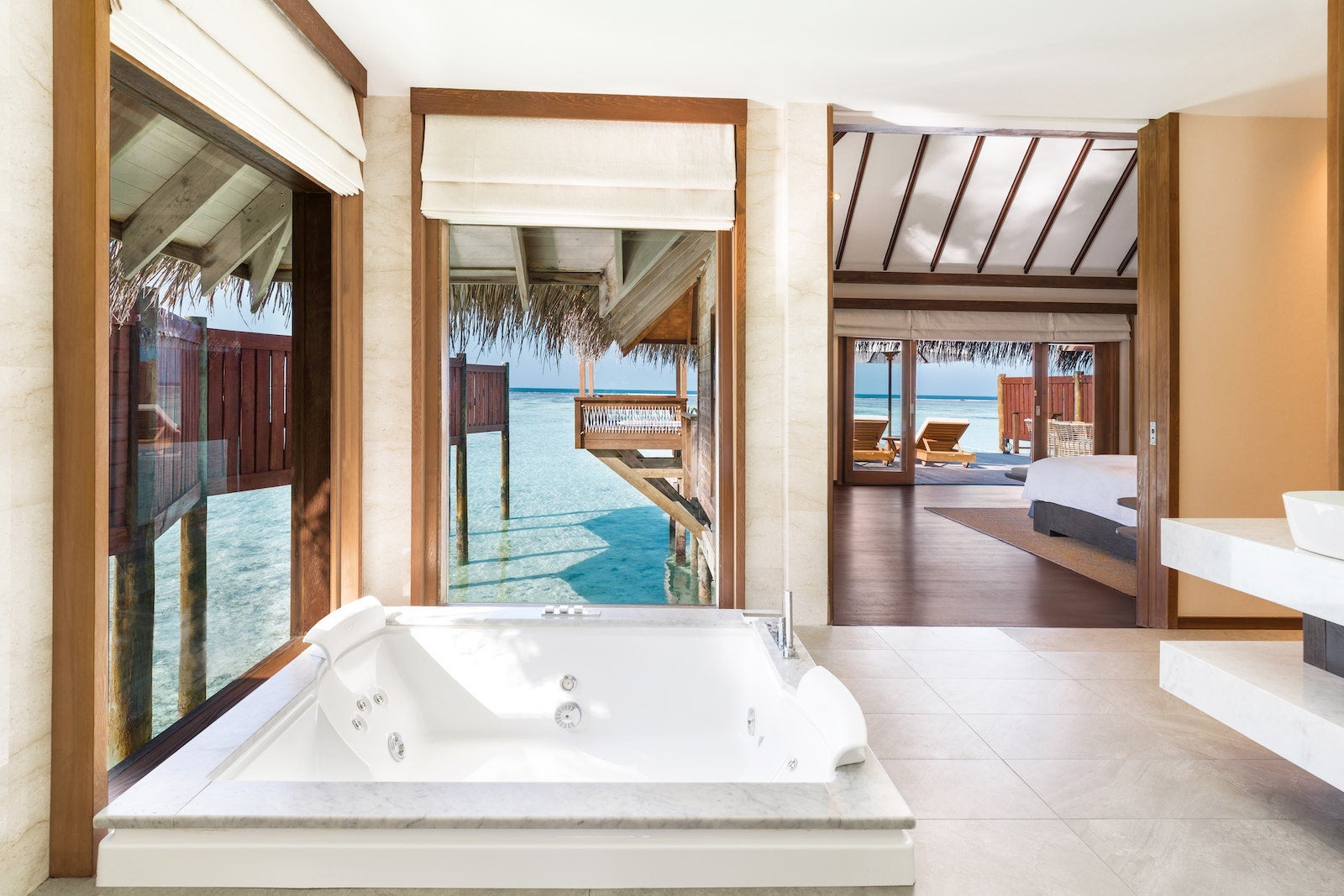 Jacuzzi tub in overwater villa