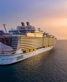 Wonder of the Seas at sunset at sea