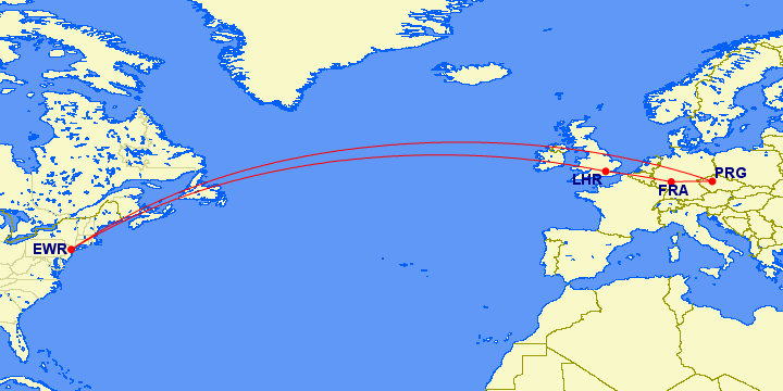 EWR-LHR-FRA-PRG-EWR