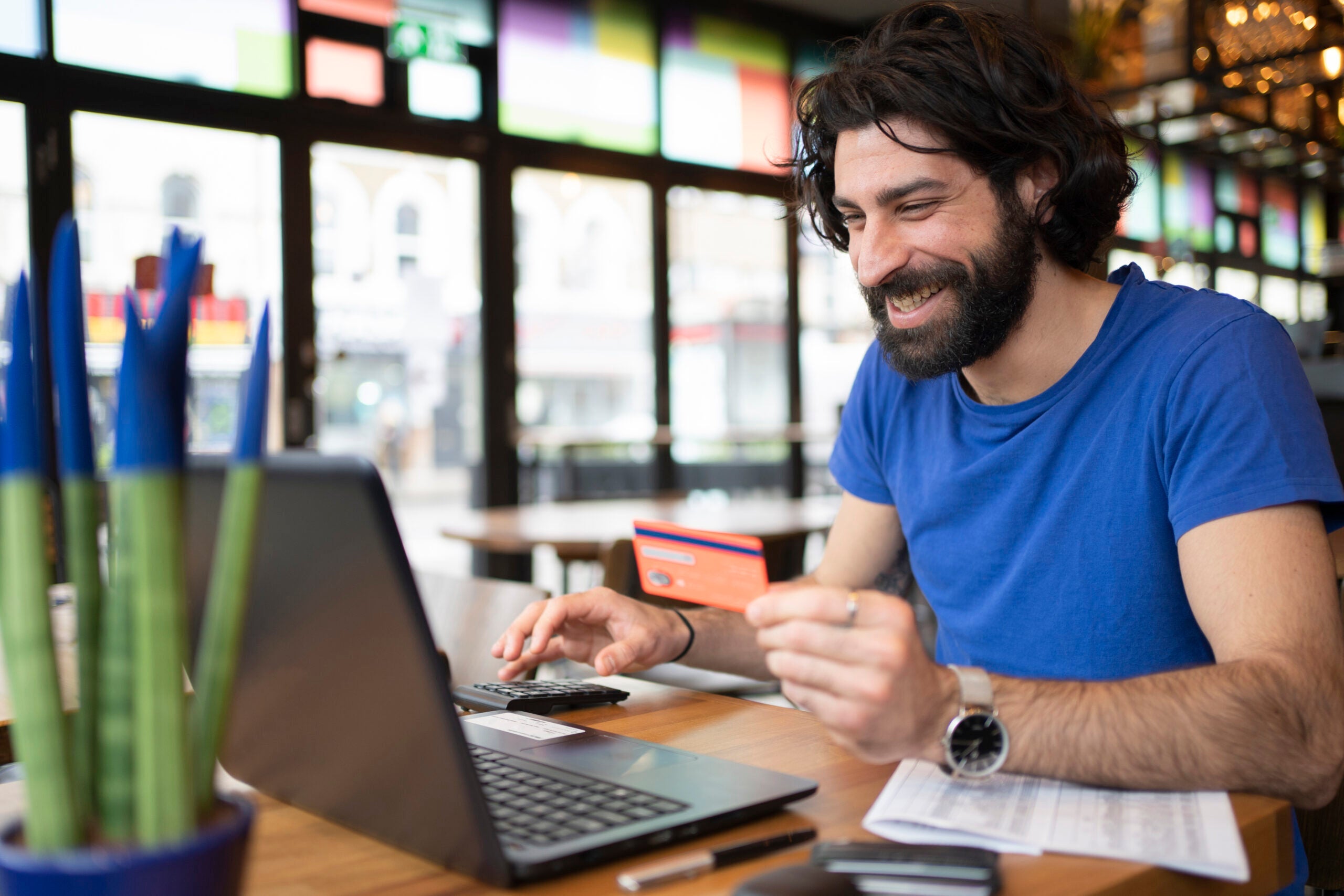 Shopping online on laptop