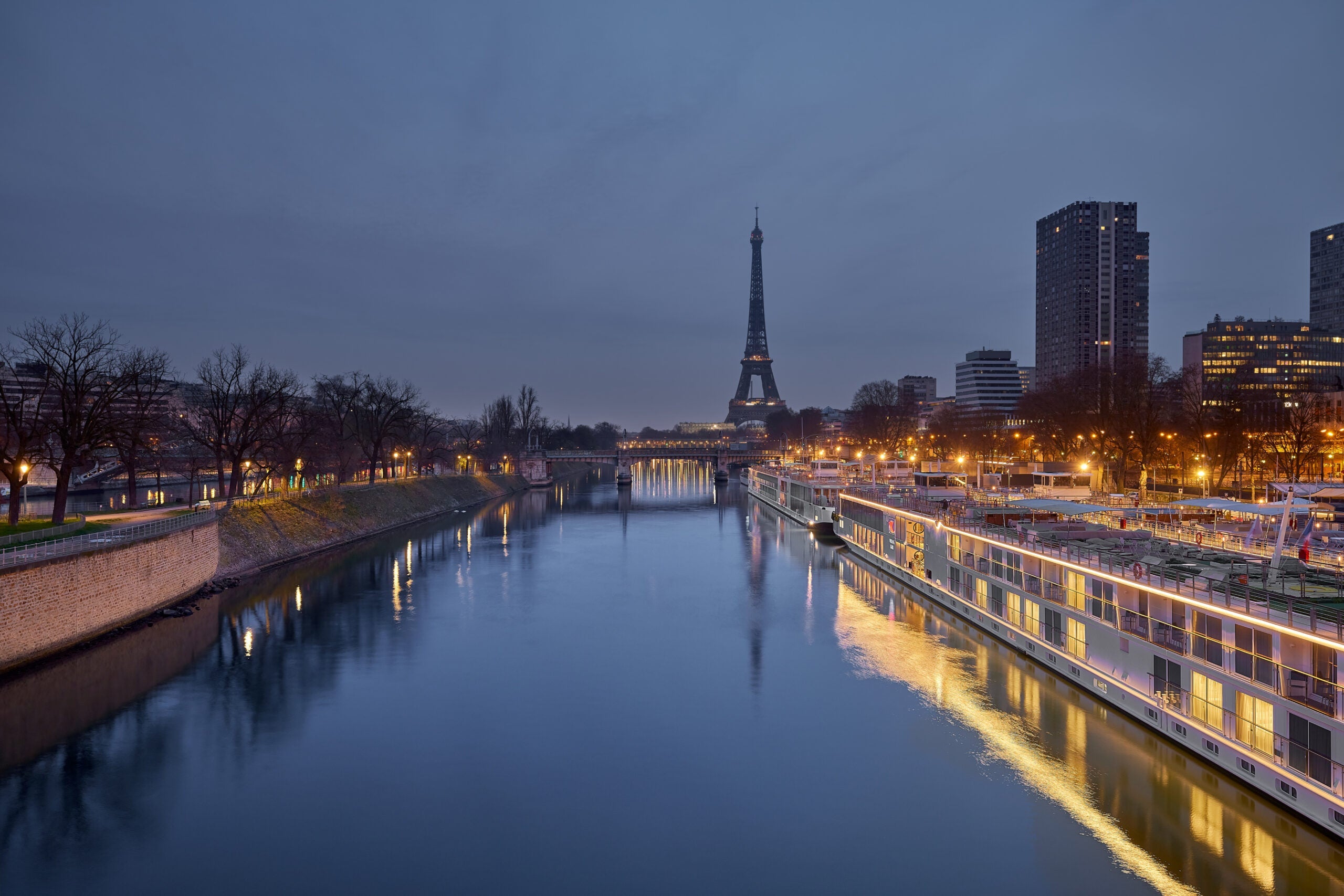 Viking river ships docked in Paris