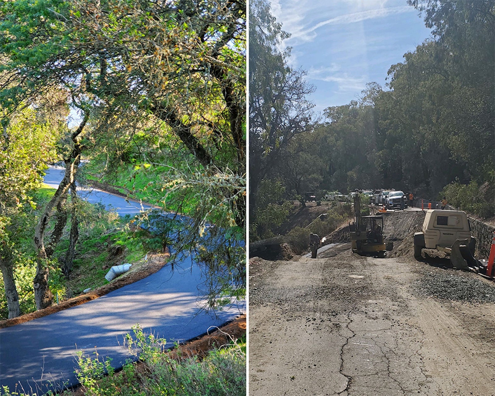 Photos of road construction at Hearst Castle