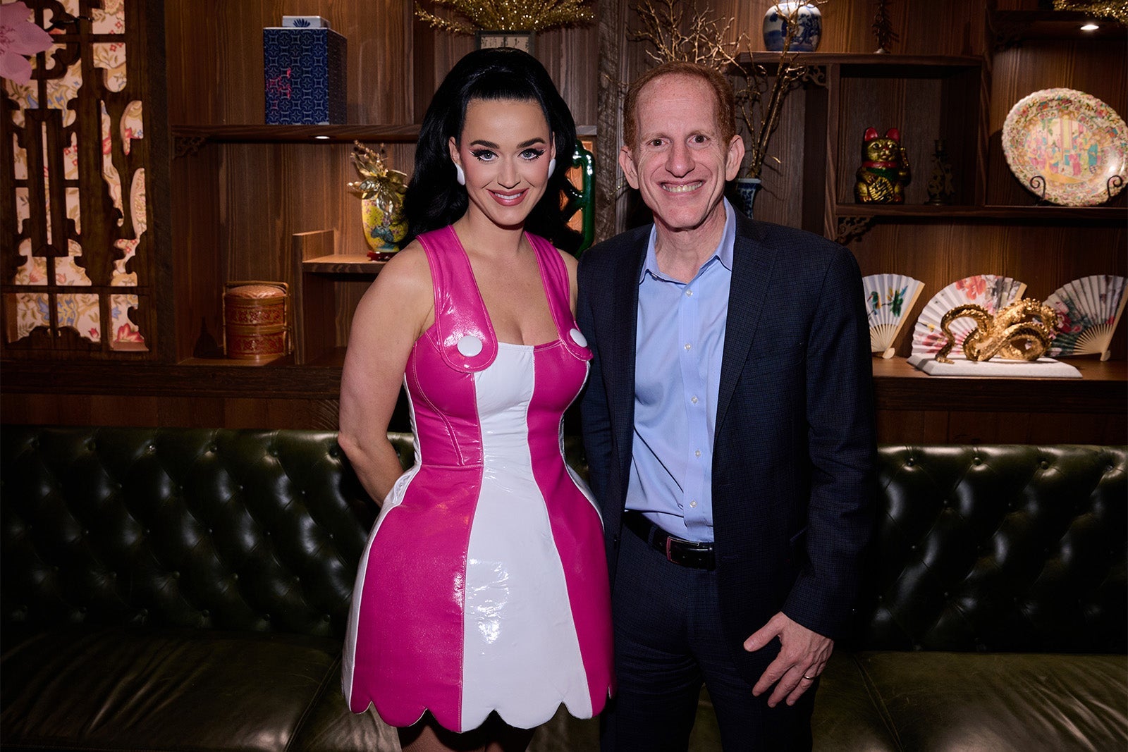 Katy Perry poses with NCL CEO Harry Sommer