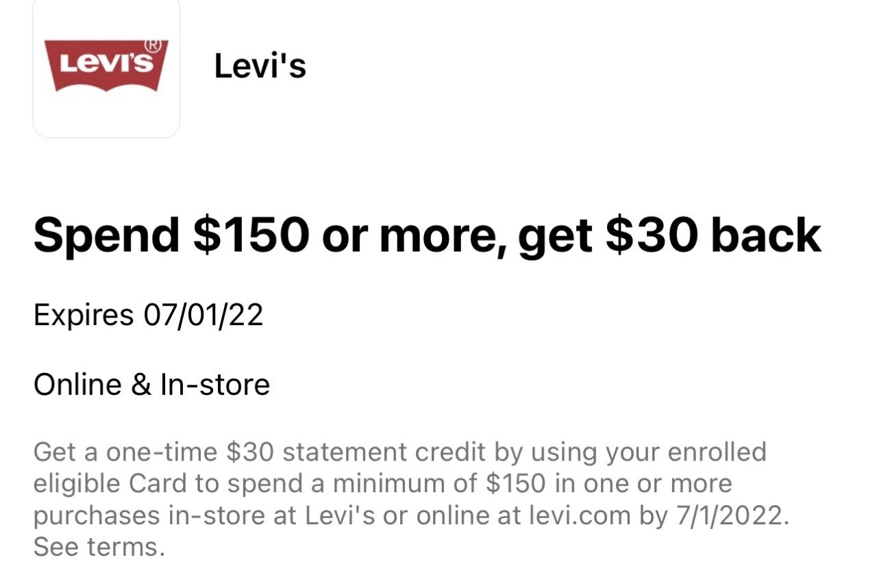 $30 back with Levi's
