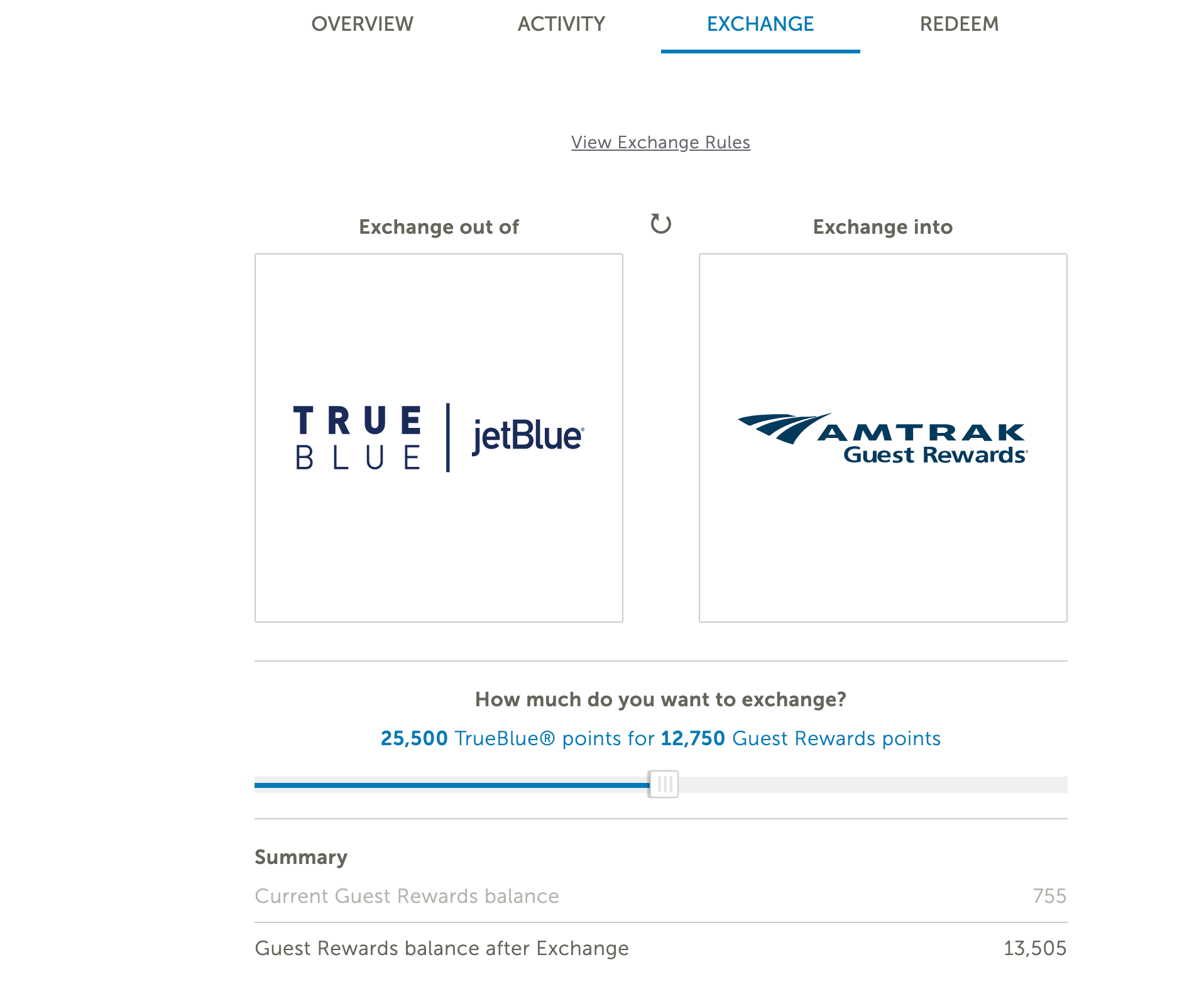 Points.com exchange