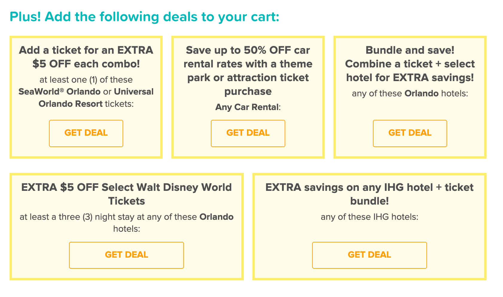 Screenshot of bundle deals through Undercover Tourist
