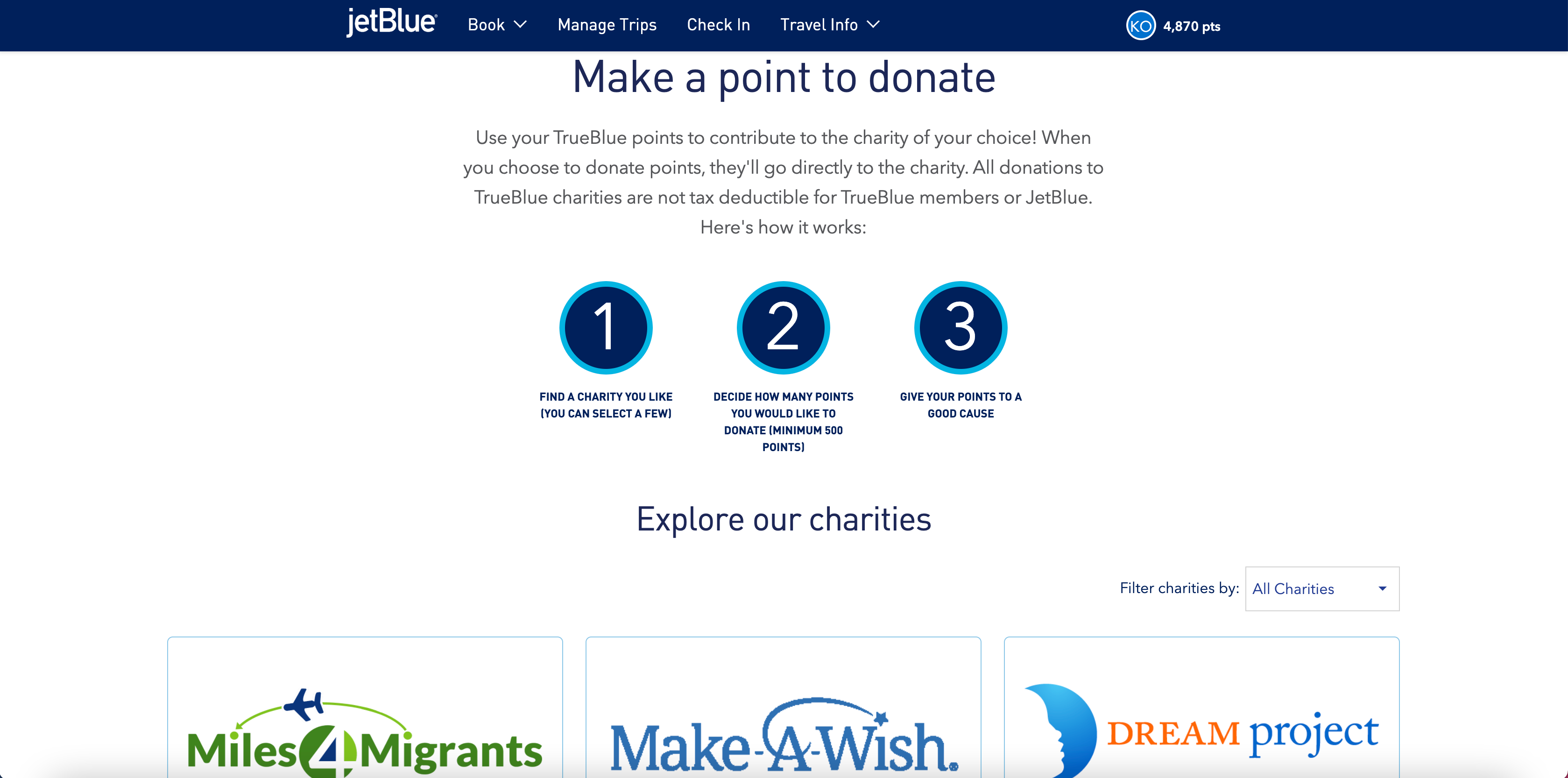 Make a point to donate with JetBlue