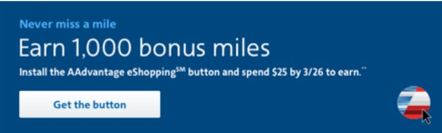 Earn 1,000 miles after downloading the button with AAdvantage
