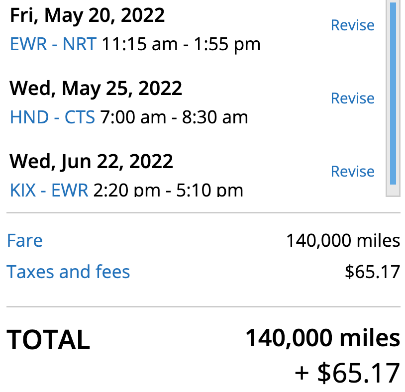 Redeeming 140,000 United miles