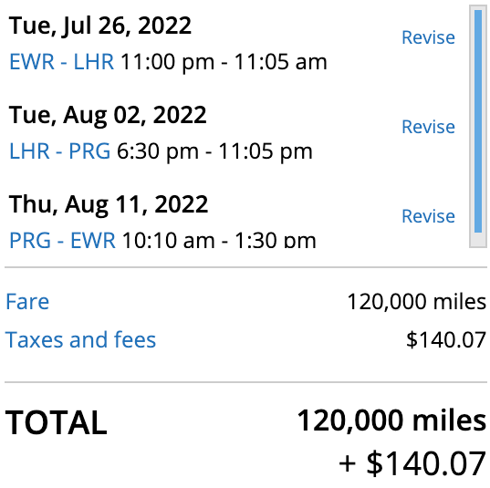 Redeeming 120,000 United miles