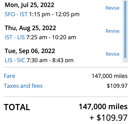 Booking a flight from SFO to IST