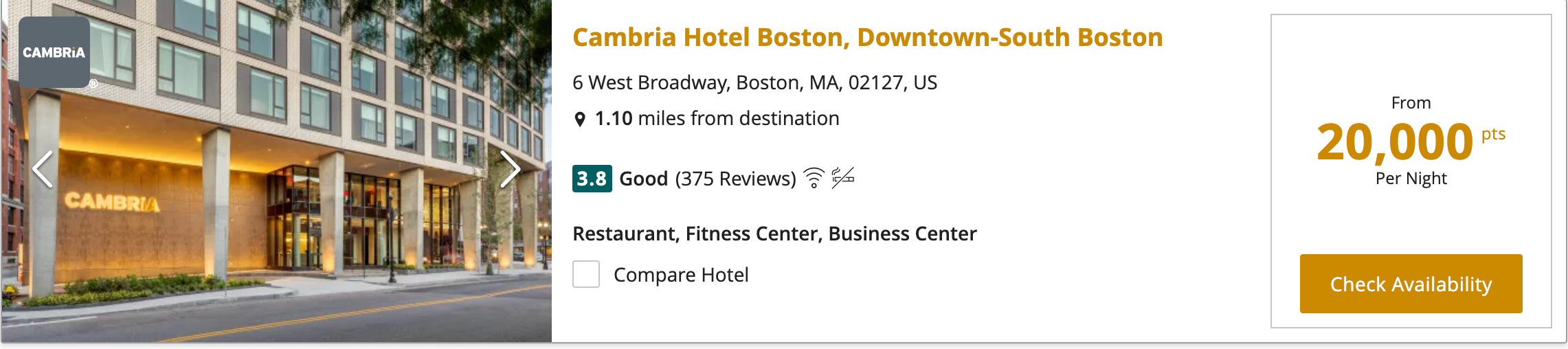 Booking a stay at the Cambria Hotel Boston, Downtown-South Boston