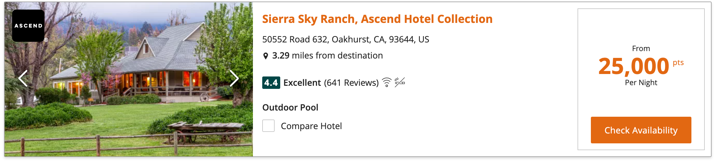 Booking a stay at the Sierra Sky Ranch, Ascend Hotel Collection